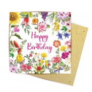 Mini Greeting Card | Floral Happy Birthday